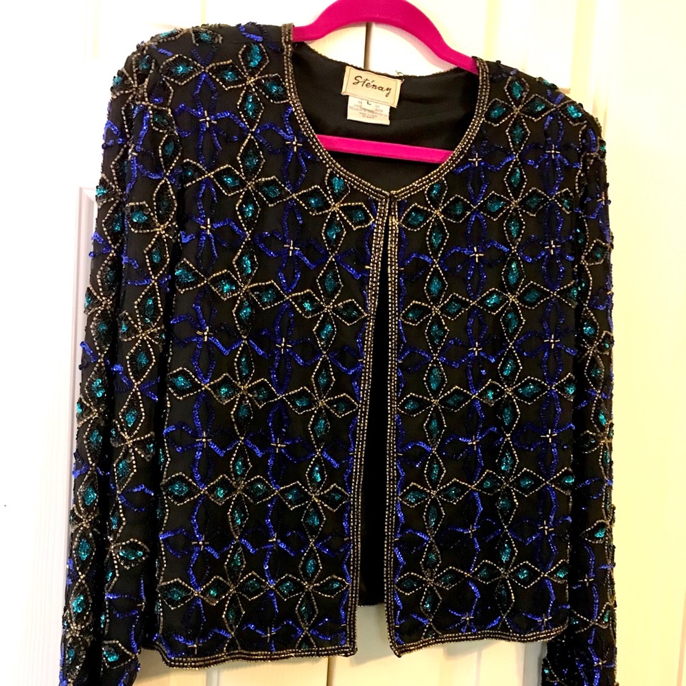 Black, Lined Stunning Stenay special occasion jacket with beautiful sequins
